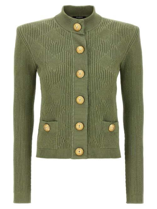 Openwork knit cardigan BALMAIN Green