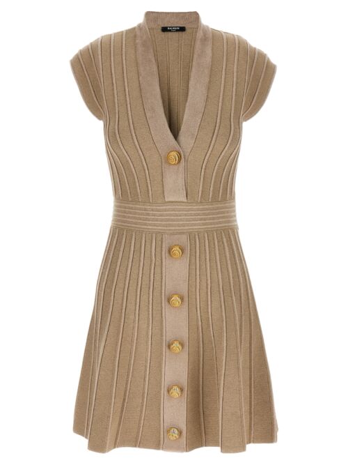 'Chiocciola' button dress BALMAIN Beige