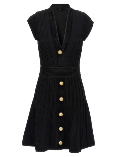 'Chiocciola' button dress BALMAIN Black