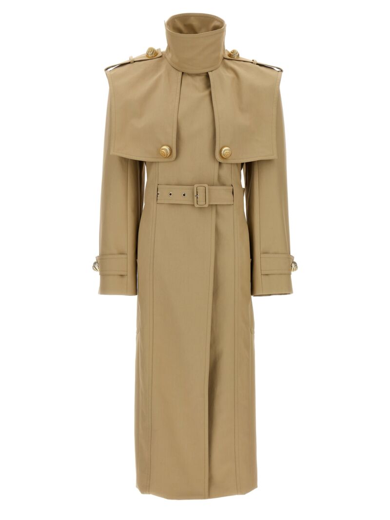 'Chiocciola' button trench coat BALMAIN Beige