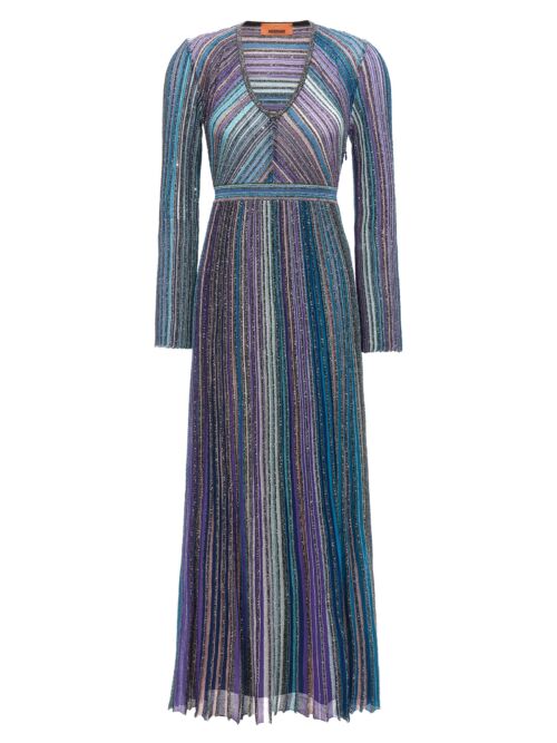 Lamé pleated long dress MISSONI Multicolor