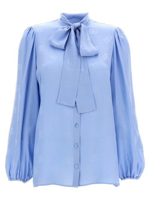 Lavalliere jacquard shirt DOLCE & GABBANA Light Blue