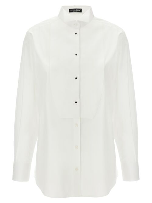 Piquet plastron shirt DOLCE & GABBANA White