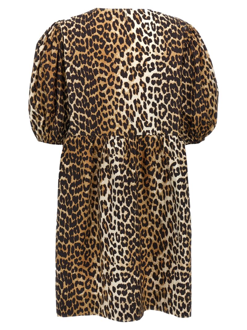 Leopard poplin dress F9758943 GANNI Multicolor