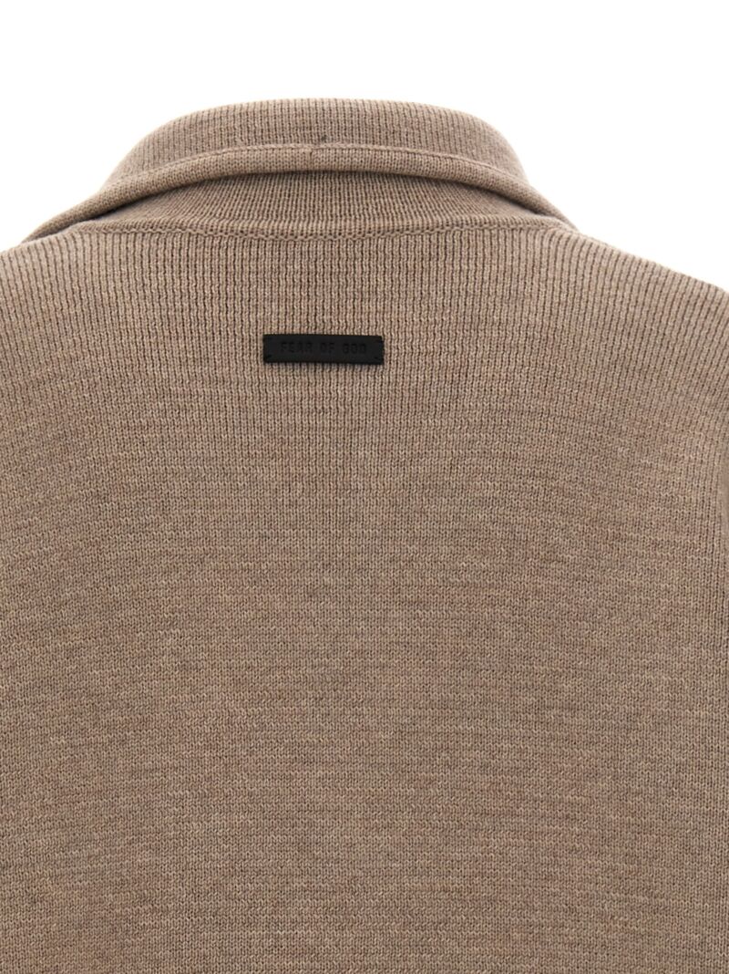 'Boucle Short Sleeve Polo' sweater 100% virgin wool FEAR OF GOD Beige