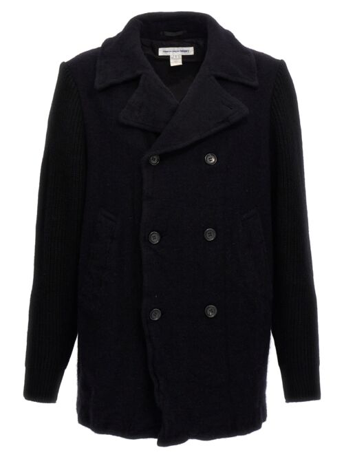 Double-breasted wool coat COMME DES GARCONS SHIRT Blue