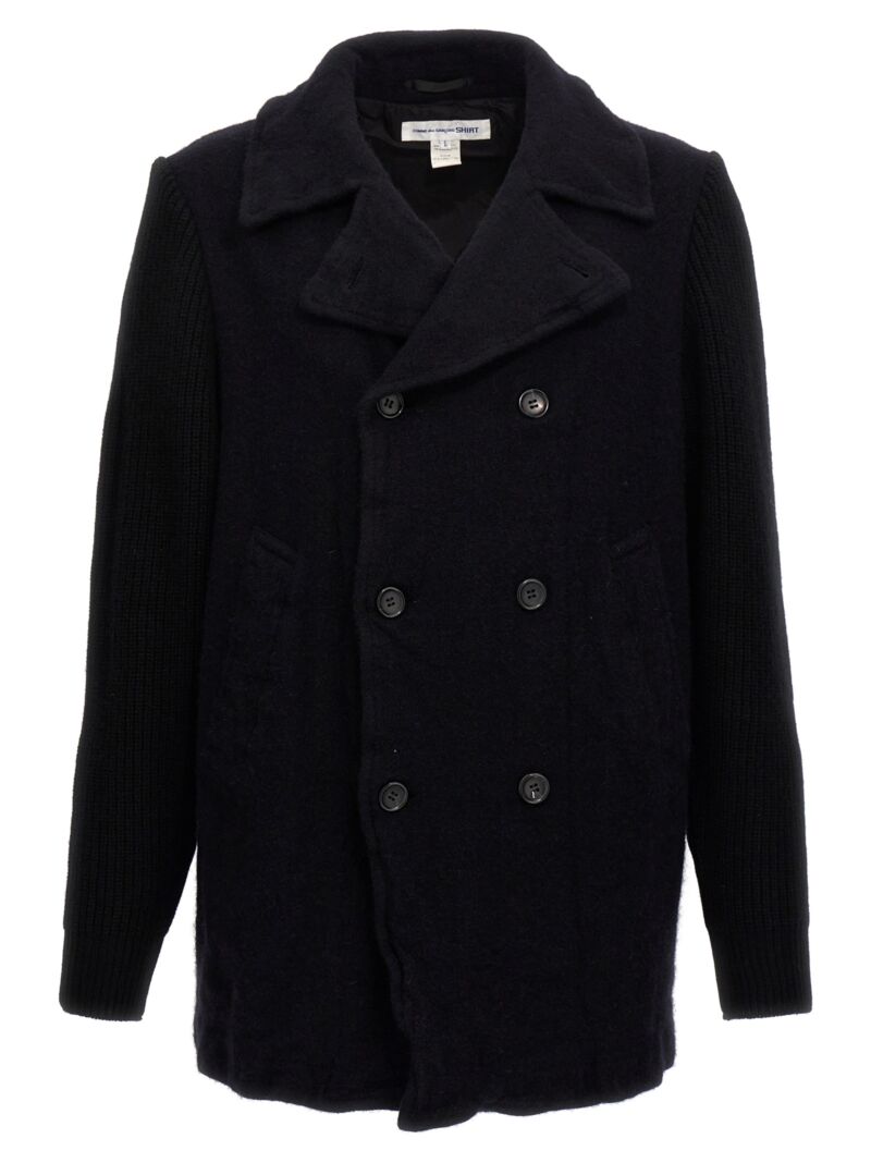 Double-breasted wool coat COMME DES GARCONS SHIRT Blue