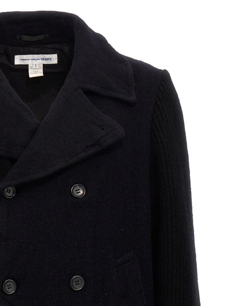 Double-breasted wool coat Man COMME DES GARCONS SHIRT Blue