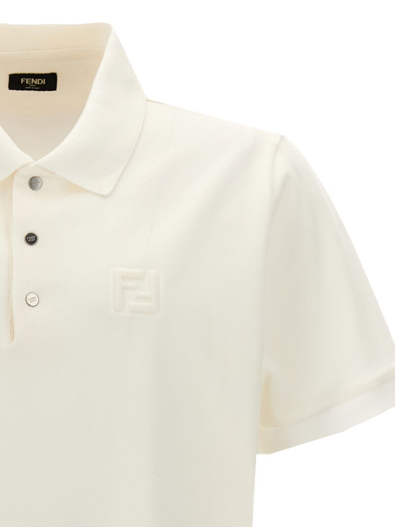 'Embossed' polo shirt Man FENDI White