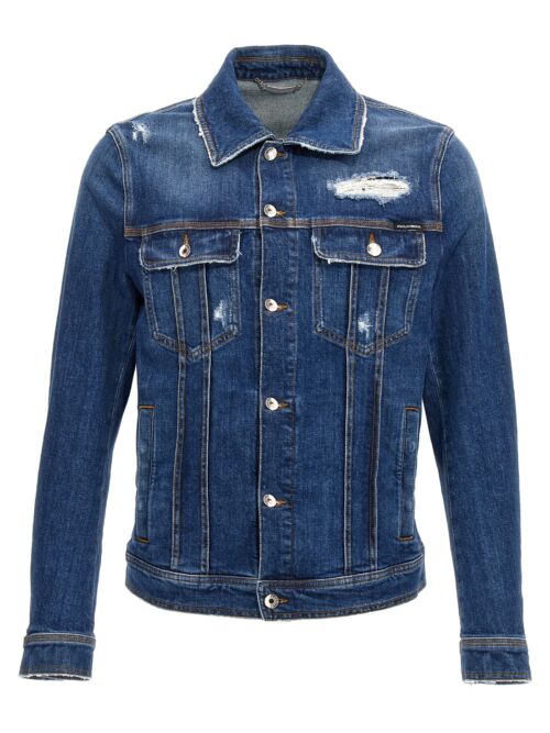 Denim jacket with used effect DOLCE & GABBANA Blue