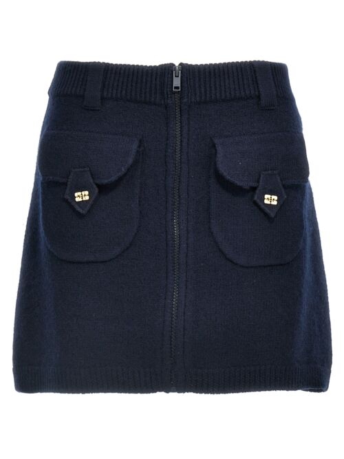 'Boiled Wool Mini' skirt GANNI Blue