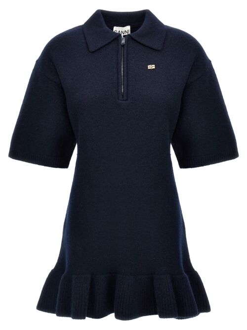 'Boiled Wool Mini' dress GANNI Blue