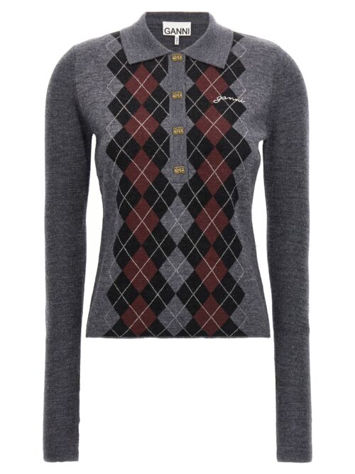 Argyle sweater GANNI Gray