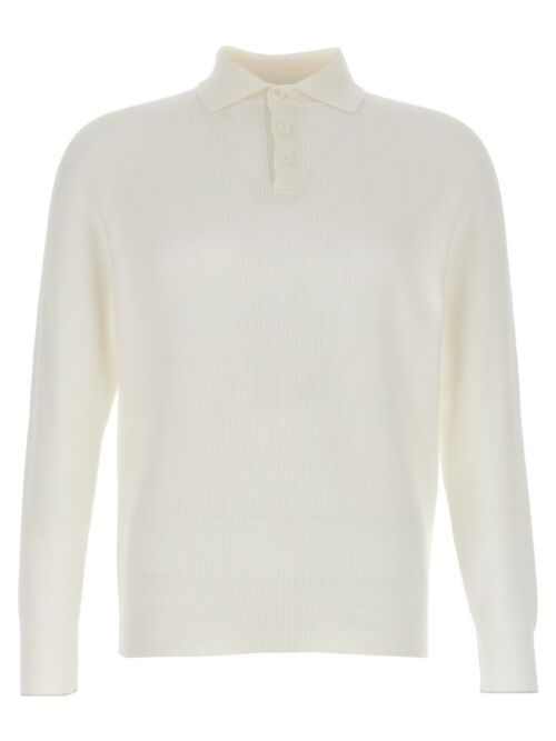 Ribbed polo shirt BRUNELLO CUCINELLI White