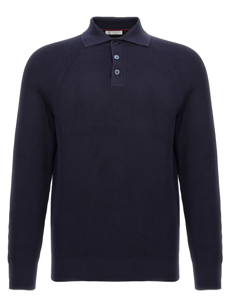 Ribbed polo shirt BRUNELLO CUCINELLI Blue