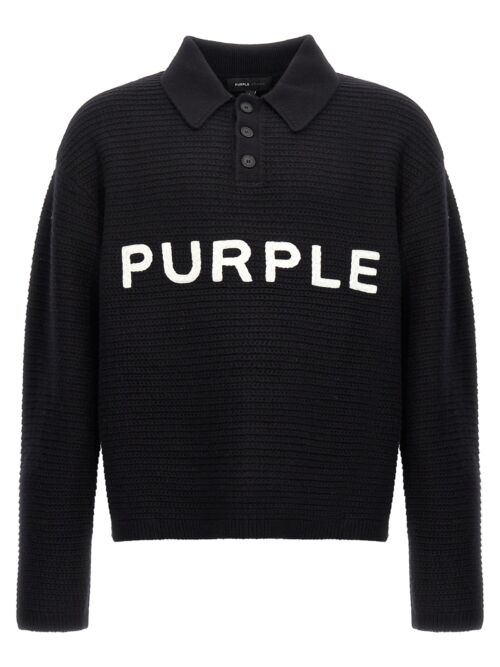 Logo embroidery sweater PURPLE Black