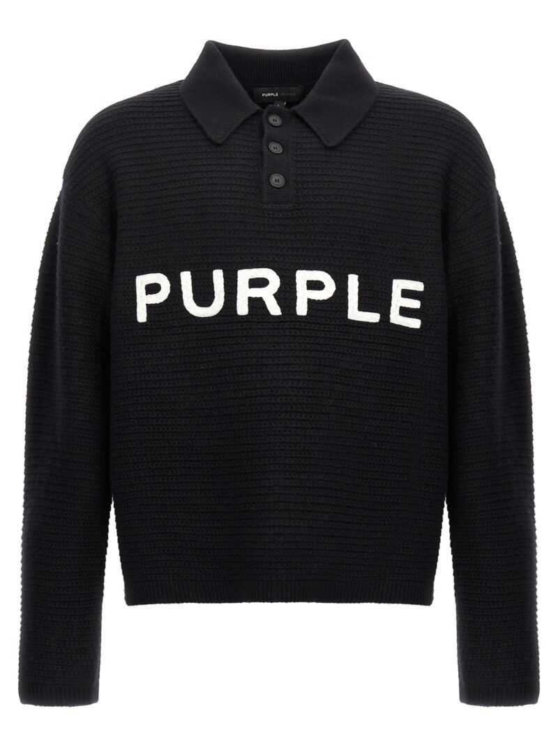 Logo embroidery sweater PURPLE Black