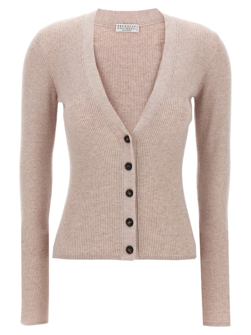 Glitter ribbed cardigan BRUNELLO CUCINELLI Pink