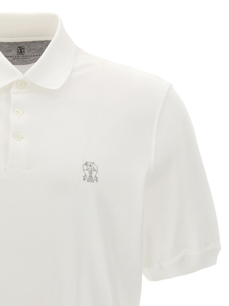 Logo print polo shirt Man BRUNELLO CUCINELLI White