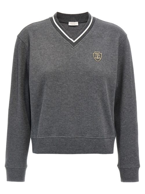 Logo embroidery sweatshirt BRUNELLO CUCINELLI Gray