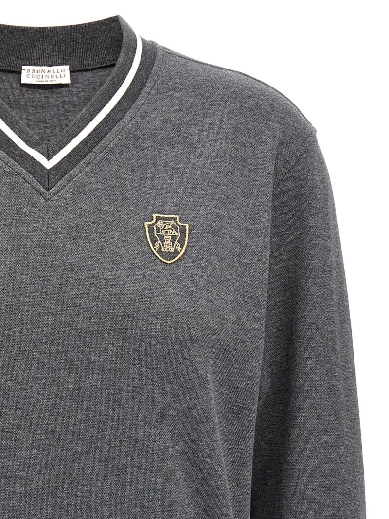 Logo embroidery sweatshirt Woman BRUNELLO CUCINELLI Gray