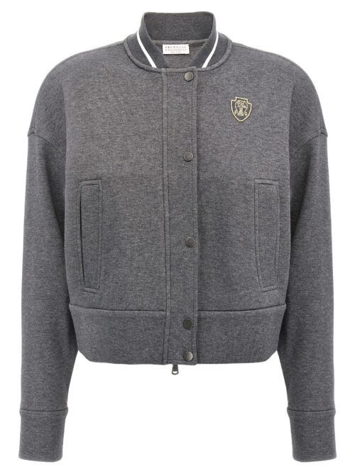 Logo embroidery cardigan BRUNELLO CUCINELLI Gray