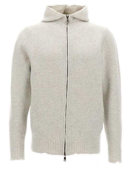 Destroyed hooded cardigan GIORGIO BRATO White