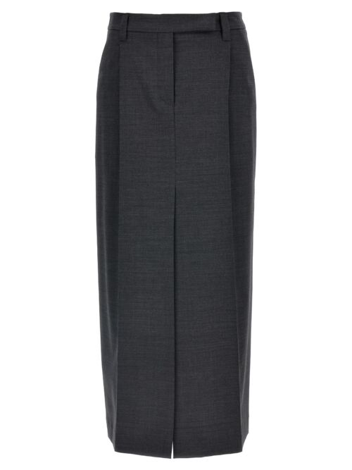 Skirt with front pleats BRUNELLO CUCINELLI Gray