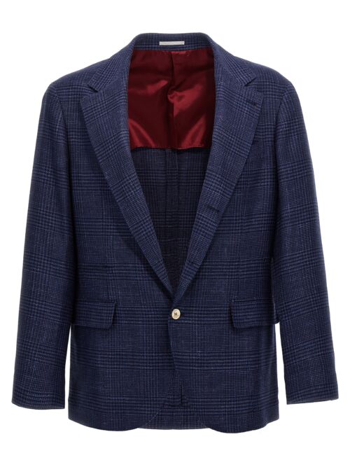 Check single-breasted blazer BRUNELLO CUCINELLI Blue