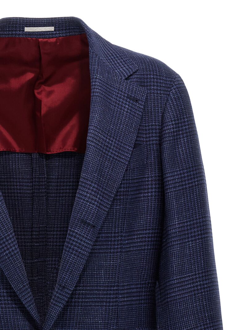 Check single-breasted blazer Man BRUNELLO CUCINELLI Blue