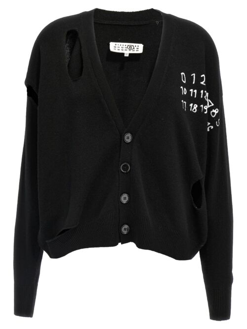 Logo print cardigan MM6 MAISON MARGIELA White/Black