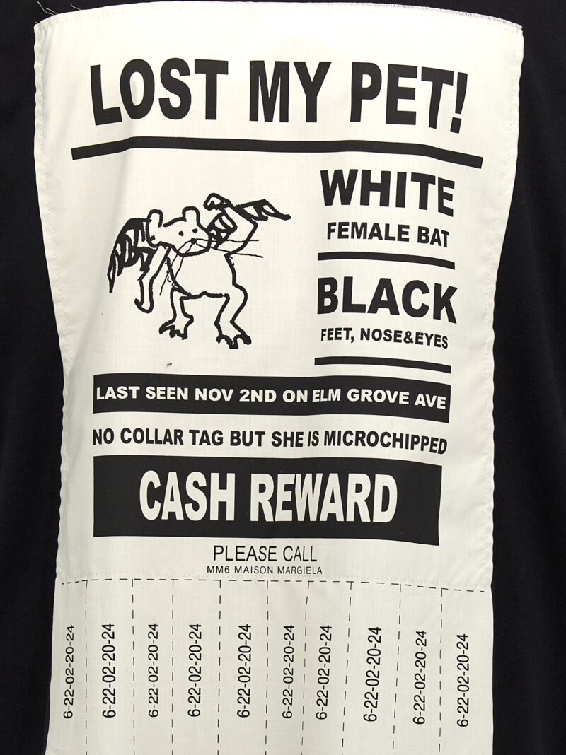 'Lost My Pet!' T-shirt 100% cotton MM6 MAISON MARGIELA White/Black