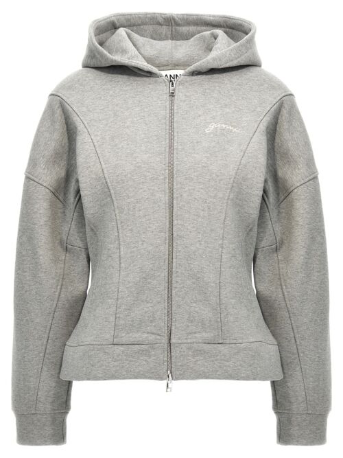 Logo embroidery hoodie GANNI Gray