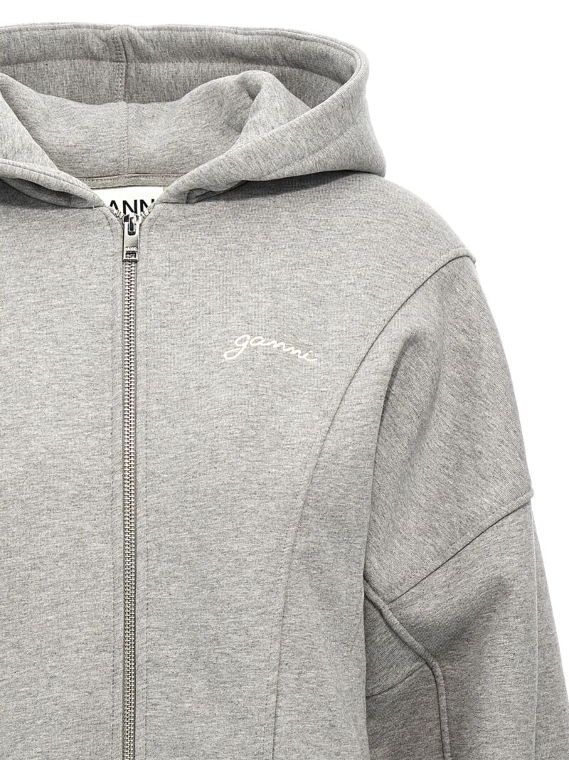 Logo embroidery hoodie Woman GANNI Gray