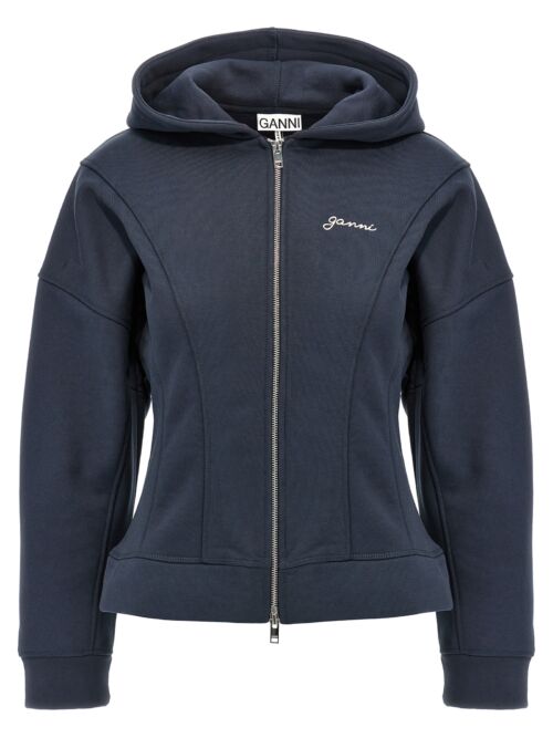 Logo embroidery hoodie GANNI Blue