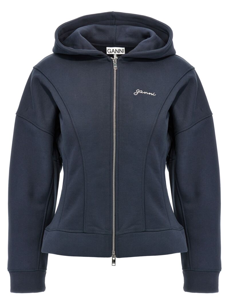 Logo embroidery hoodie GANNI Blue