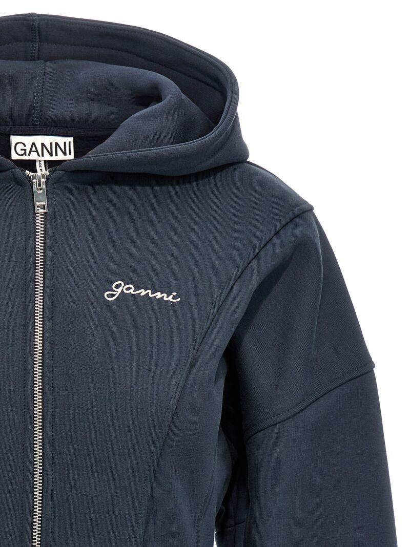 Logo embroidery hoodie Woman GANNI Blue