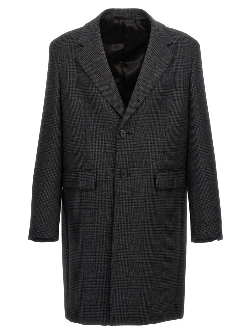 Check single-breasted coat PRADA Gray