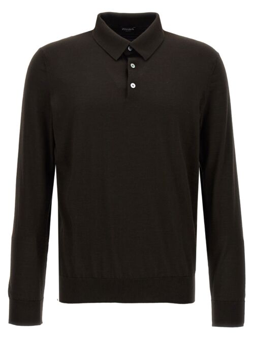 Silk cashmere polo shirt ZEGNA Brown