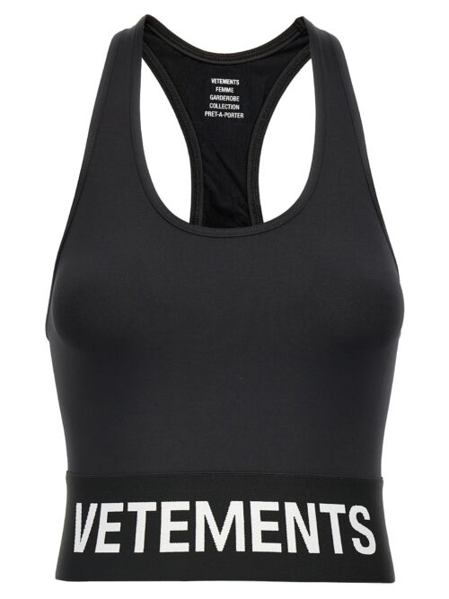 'Logo Sports' sporty top VETEMENTS White/Black